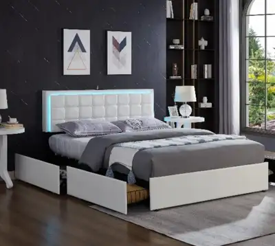 LED Headboard Storage Boxes Bed Frame - Single/Double/Queen , View more