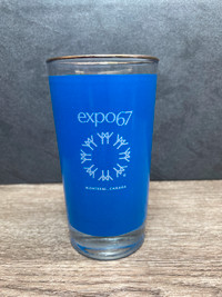 Vintage World's Fair Expo67 Montreal Blue Drinking Glass Collect