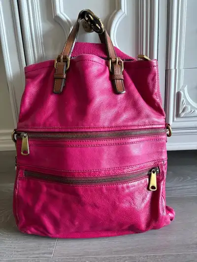 Fossil magenta leather bag, View more