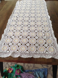 Vintage Crochet Table Runner Rectangle Dinner Table 19"x76"