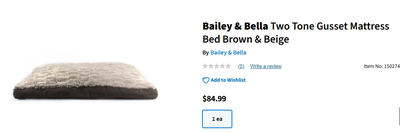 Bailey & Bella Two Tone Plush Dog Bed #58025, View more