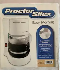 Proctor Silex Easy Morning Automatic Drip White Coffee Maker NEW