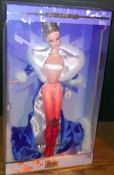 Commemorating the excitement of the Salt Lake City 2002 Winter Olympic Games, Barbie wears a glamoro...