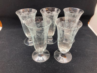 Lot de 5 verres à eau 6" antiques en mousseline cristal