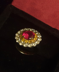 Ruby, Yellow Sapphire, Moissanite Ring
