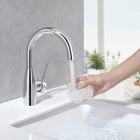 Bar Sink Faucet in Chrome, Single Handle 360° Swivel Bathroom La