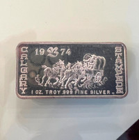 1 Oz. .999 Pure Silver Bar '1974 Calgary Stampede And The Bay'!