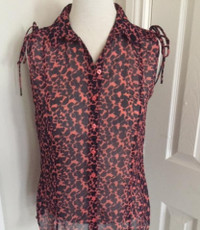 French Connection Womens Sleeveless Sheer Tank Collared size M