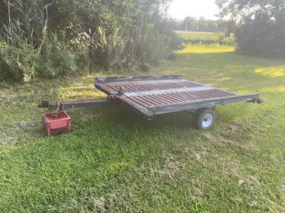 Nice flatbed trailer homemade was used off- road Around the farm, but could be registered and used d...