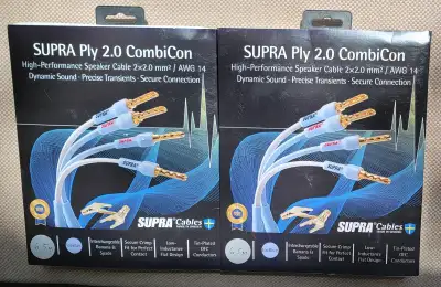 Two pairs of SUPRA PLY 2 X 2.0mm CombiCon Speaker Cables, View more
