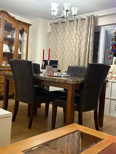 Dining room table and chairs, View more