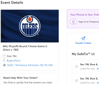 2 GOLD CLUB SEATS FOR OILERS PLAYOFF GAME 2