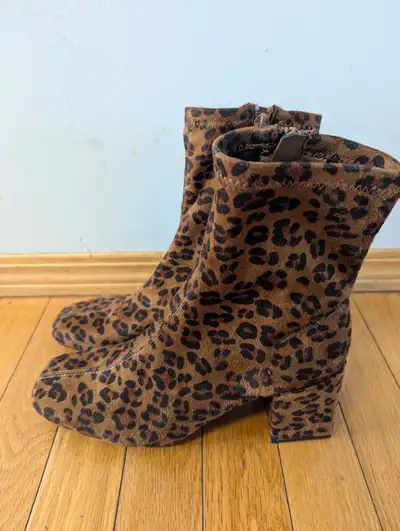 Brand New Lily Morgan leopard block heel ankle boots size 6, View more