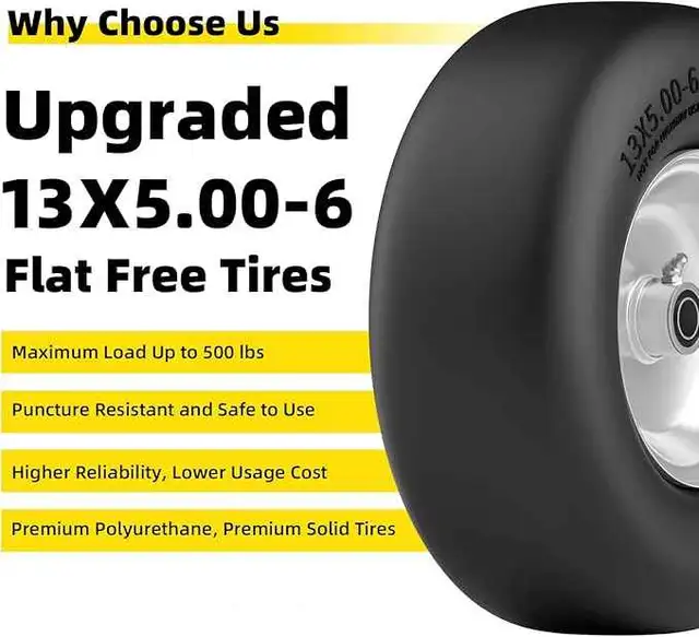 RONPOW 13x5.00-6 Flat Free Tire, Solid Polyurethane Wheel
