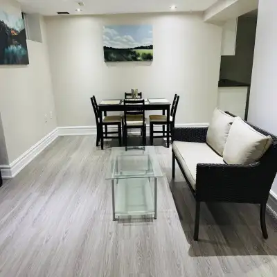 A fully furnished, bright, spacious, clean, and quiet 2-bedroom basement with separate entrance avai...