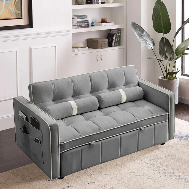 New Comfort Velvet Upholstery Pull Out Sleeper Sofa Bed In Sale in Couches & Futons in Kitchener / Waterloo - Image 2