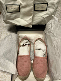 Gucci espadrille pink flats woman's size 37