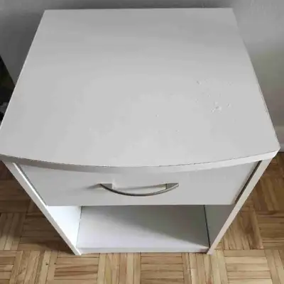 White Bed SideTable, View more