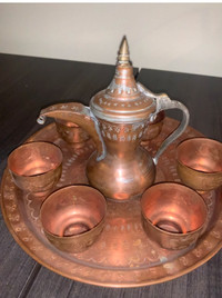 Antique wine set - real copper $100 ( will hold 6 tea candles).