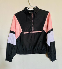 Pink & Black Cropped Pullover - windbreaker jacket.Size small