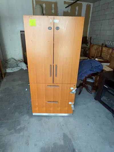 Free delivery used Wood Cabinet with Double Doors and Drawers, View more