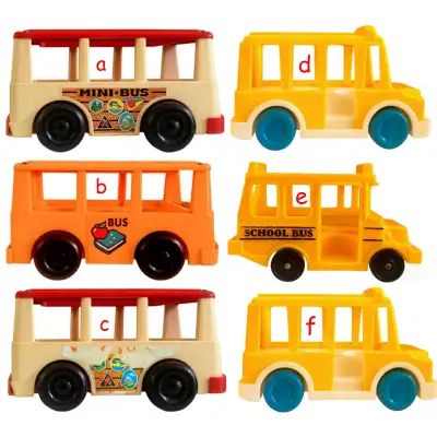 Les véhicules fonctionnent pour les personnages Little People, 1ère génération. 2 autobus blanc et r...