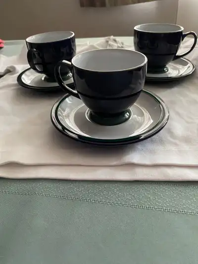 A set of three $60.00-Denby Regatta teacups with matching saucers. Made and designed in England. Pat...