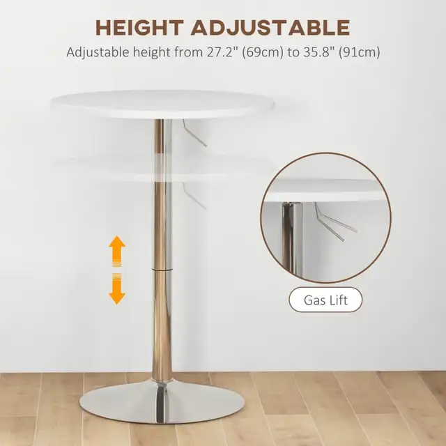 Adjustable High Top Bar Table,  Round Kitchen Table with Swivel  in Dining Tables & Sets in Markham / York Region - Image 2
