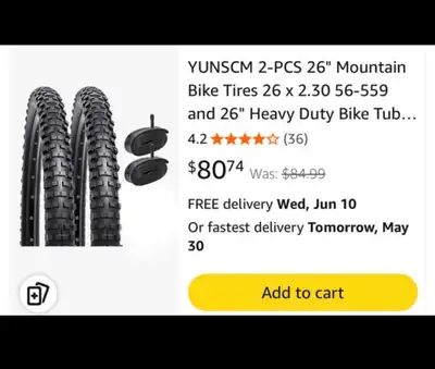 26” bike tires and tubes, View more