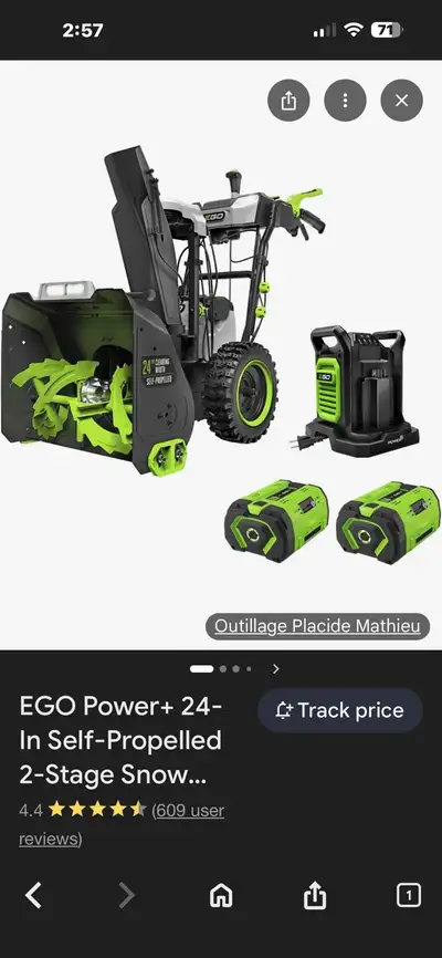 e go electric snow blower 24” 56 volts , View more