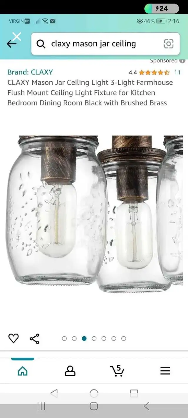 Claxy Mason Jar Ceiling Light in Indoor Lighting & Fans in Kitchener / Waterloo - Image 5