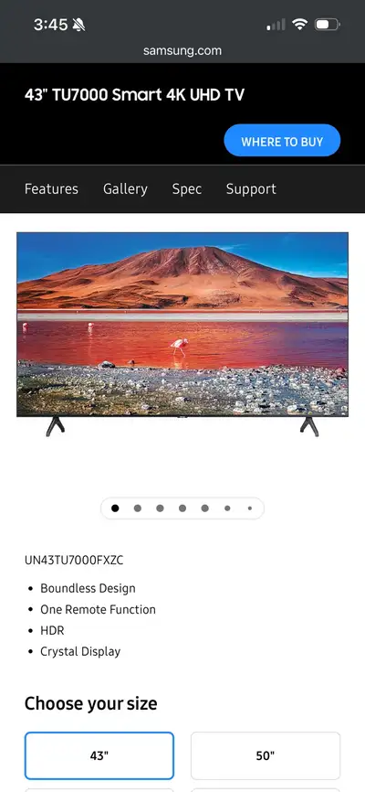 43” Samsung TV, View more
