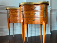 PAIR OF FRENCH BRONZE MOUNTED END TABLES