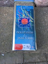 kids games pick up sticks and jacks Like NEW!! $10 2 in 1 in tin