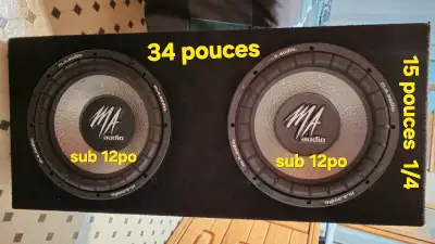 Je vends mon caisson de basses M.A. Audio, équipé de deux subwoofers de 12 pouces et d'un amplificat...