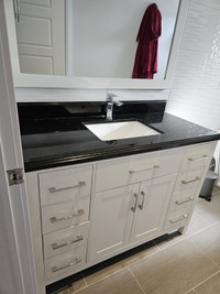 48” mixed white and black vanity with mirror