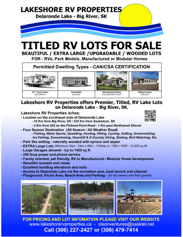 TITLED RV LAKE LOTS FOR SALE- On Delaronde Lake - Big River, SK in Land for Sale in Prince Albert - Image 2