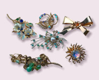 Rhinestone Brooches Costume Jewelry Lot