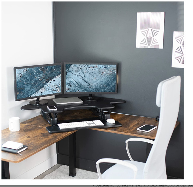 Corner Height Adjustable 43 inch Standing Desk - VIVO Black in Desks in City of Toronto