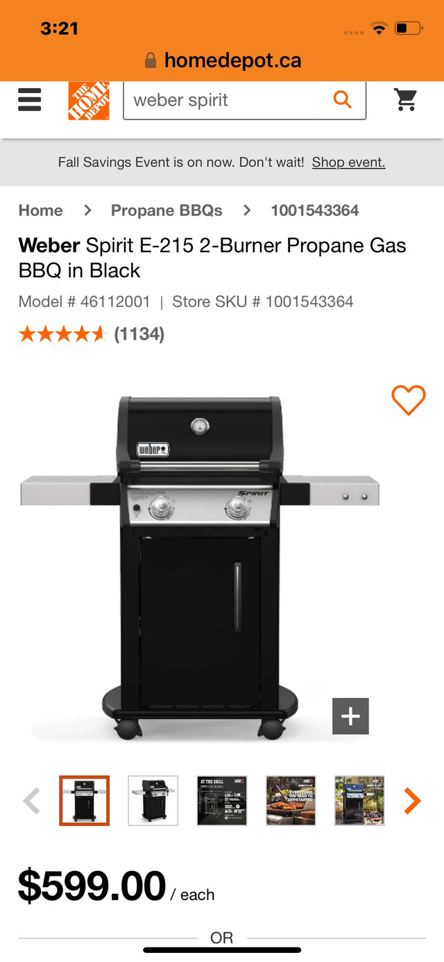 Weber Spirit E-215 Barbecue  in BBQs & Outdoor Cooking in Owen Sound - Image 2