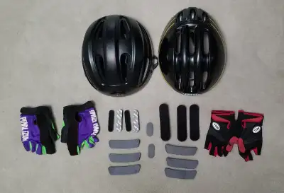 REDUCED: 2 x bike helmets, 2 x gloves and 1 Safety Vest – SW Cgy, View more