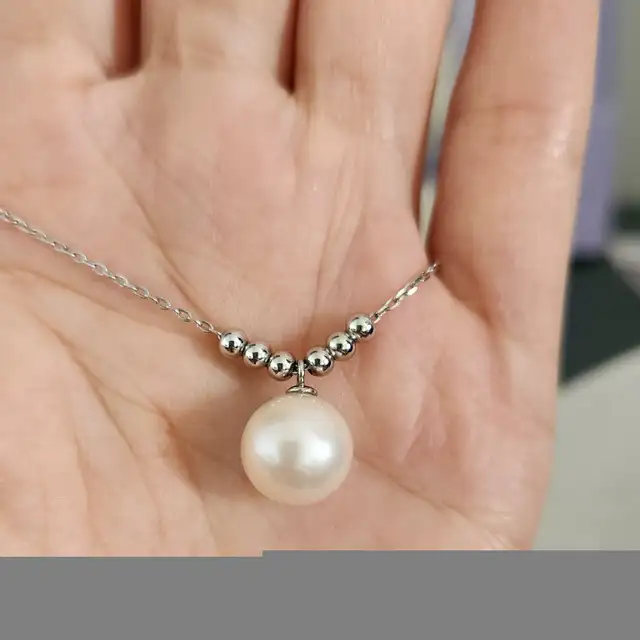 10.5mm AAA Freshwater Pearl Silver Necklace in Jewellery & Watches in Longueuil / South Shore - Image 7
