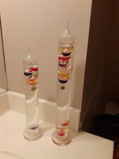 Liquid Galileo Thermometer with Multi-Color Floats and Gold Tags 18" or 13" tall $20-$30 depends on...