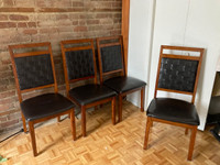 chaises de cuisine en bois et cuir