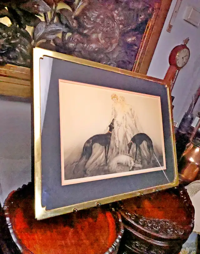 1930 Louis Icart 34.5" X  25" Print c/w Orig Gold Bakelite Frame in Arts & Collectibles in City of Halifax - Image 5