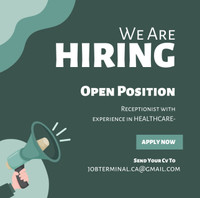 Urgent hiring for receptionist in Healthcare 