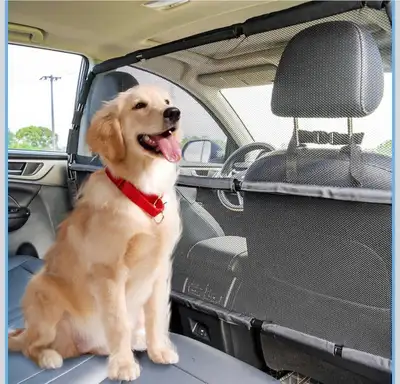 Dog Car Barrier Escape-Proof, 56" Wide Car Divider for 2nd 3rd Row Seats & Cargo Area, Durable Back...