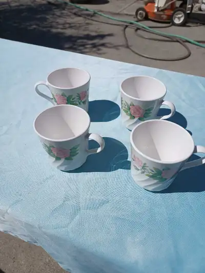 Set of 4 Vintage Corelle Elegant Rose cups, View more