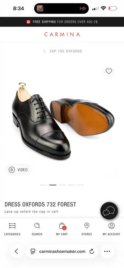 Carmina Dress Shoes - Black Oxfords - Size 11 - $800 Value, View more