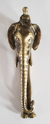 Antique Brass "Long & Lean Elephant" Door Knocker 